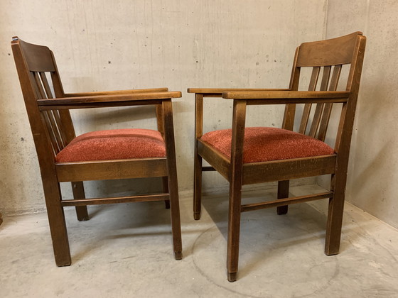 Image 1 of Ensemble de 2 chaises de l'école d'Amsterdam / Art Deco.