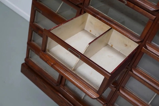 Image 1 of Vintage Dutch oak/mahogany haberdashery cabinet, 1930s
