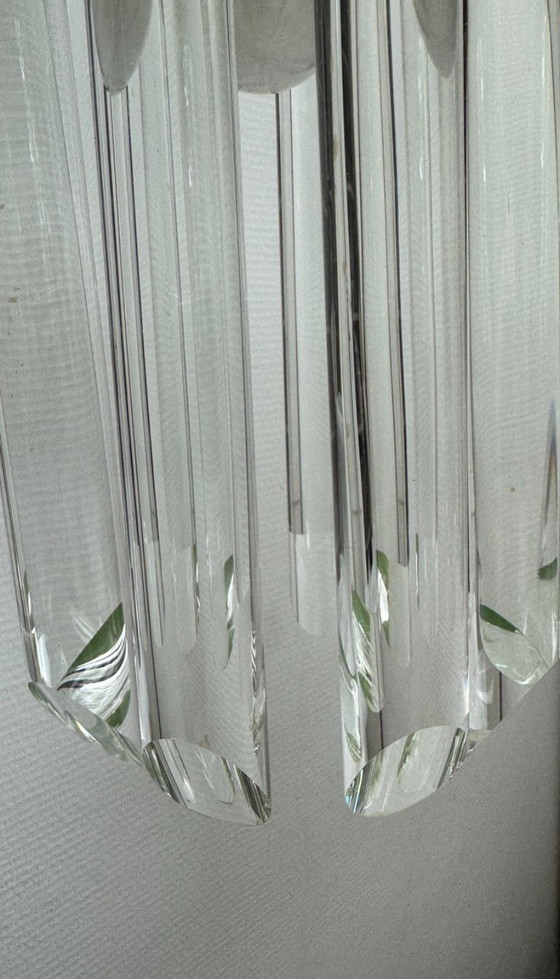 Image 1 of Lampadario a 3 file con tubi di cristallo Giesse Senago in stile Venini, Italia