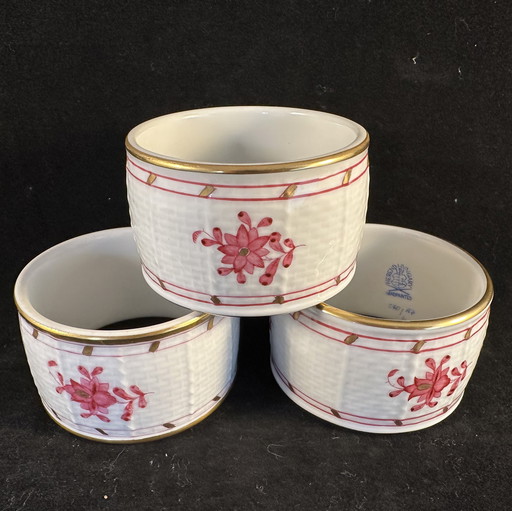 Set of 3 Napkin Rings Herend Apponyi Pink No. 270