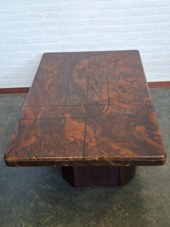 Brutalist coffee table with natural stone top 70s – Wood (photo 4 of 8)