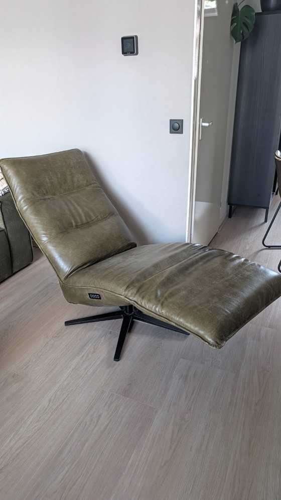 Macumba relaxfauteuil in olive green leather, Adjustable recliner chair, Metal, Modern (photo 3 of 5)