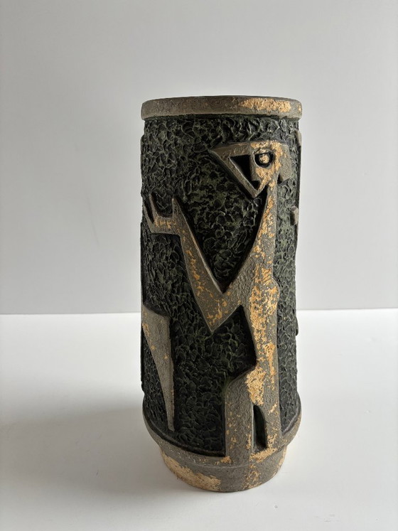 Image 1 of Rare 60s vase with stylized relief figures