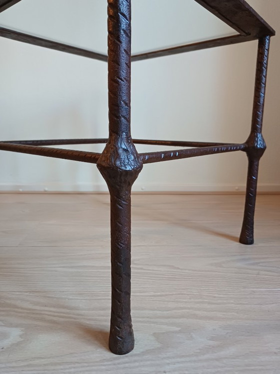 Image 1 of 2 side tables Vintage Brutalist wrought iron