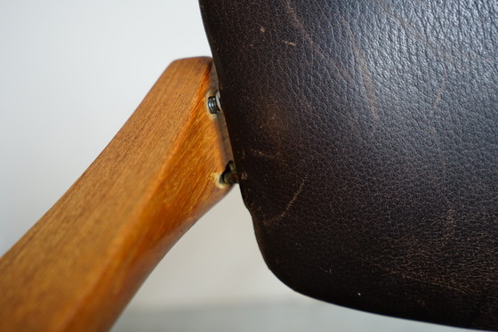 Image 1 of 6 Kai Kristiansen stoelen | Model 42 | Teak Leder patina