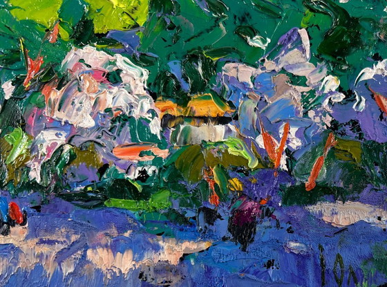 Image 1 of Original Oil Painting Summer Street Landscape The city that never sleeps