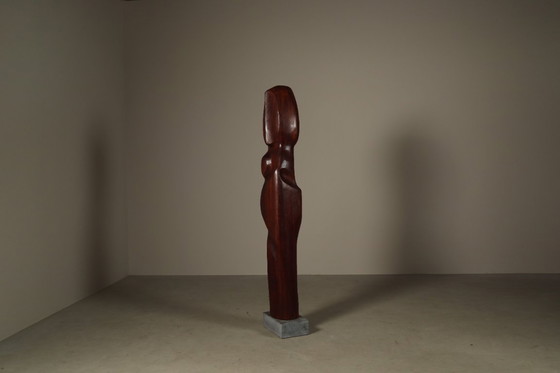 Image 1 of  Monumental Afzelia wood sculpture by Begga d'Haese, Belgium, c. 1985