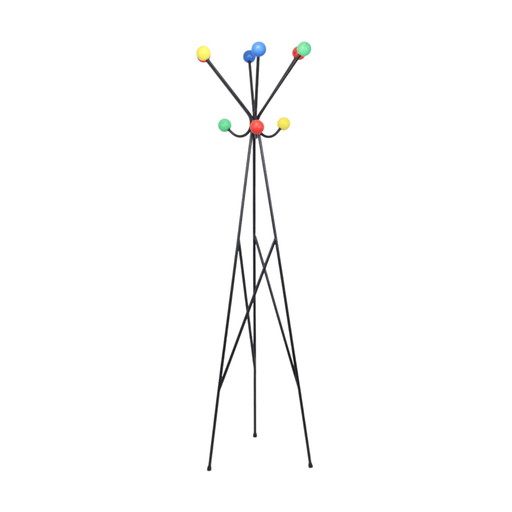 Vintage XL Atomic Standing Coat Rack Roger Feraud Design Colored Spheres 186cm