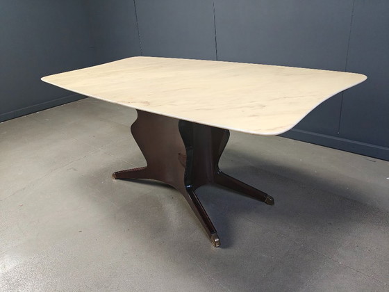 Image 1 of Tavolo da pranzo di metà secolo in palissandro e marmo di Osvaldo Borsani, 1950