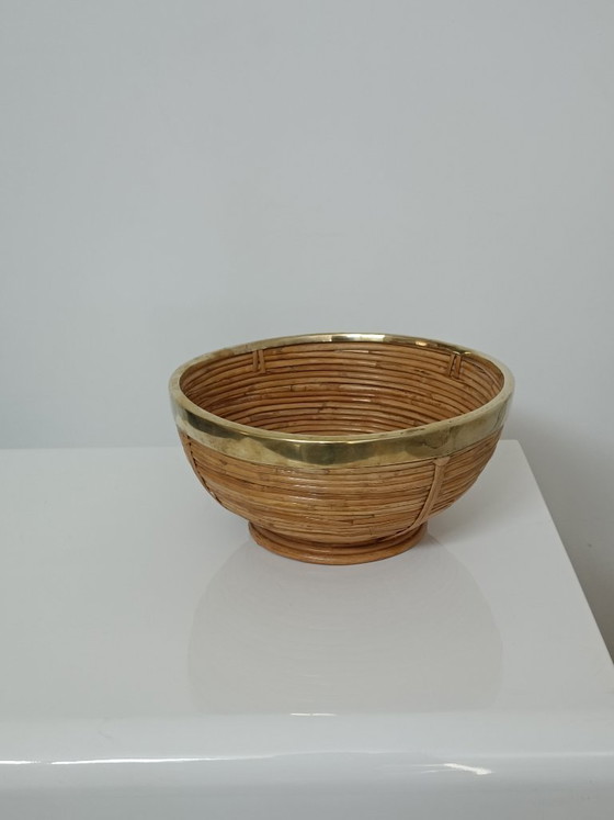 Image 1 of Cestas de fruta de ratán y latón de los años 70