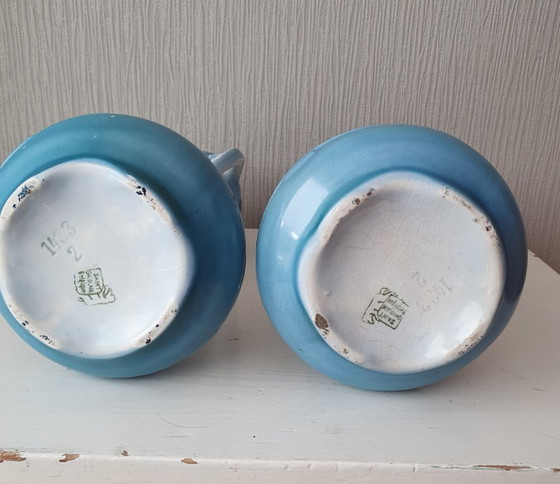 Image 1 of Pair of Art Nouveau vases - Saint-Ghislain (Belgium) - 31 cm