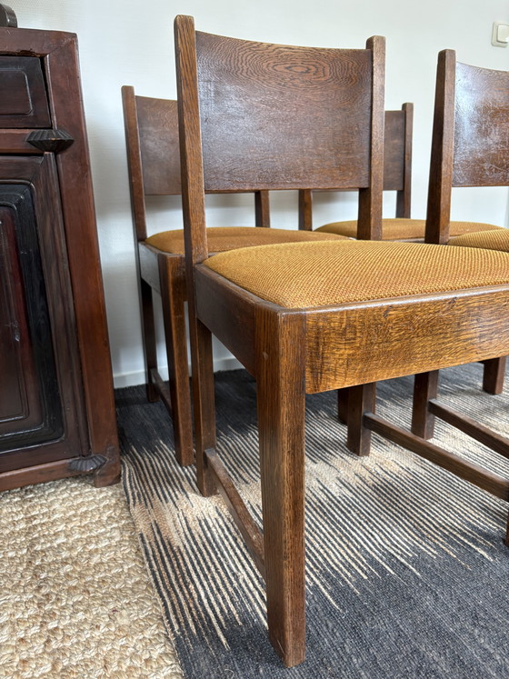 Image 1 of Art-Deco-/Amsterdamer Schule-Set mit 4 Stühlen