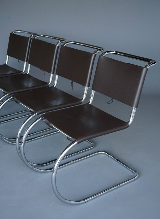 x4 cantilever MR 10 chairs in the manner of Ludwig Mies van der Rohe, 1990s