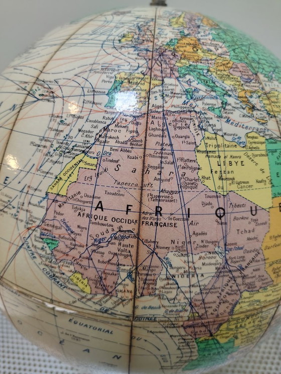 Image 1 of Mappamondo educativo vintage Girard, Barrère & Thomas – 1957 – Gioiello storico e decorativo