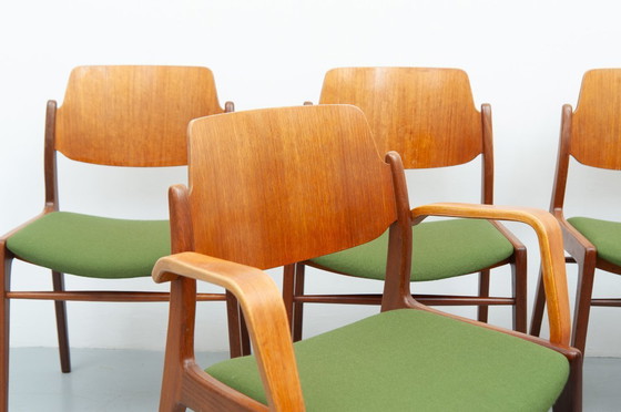 Image 1 of 4x C64 & 2x D64 eetkamerstoelen in teakhout van Hartmut Lohmeyer voor Wilkhahn (jaren 50)