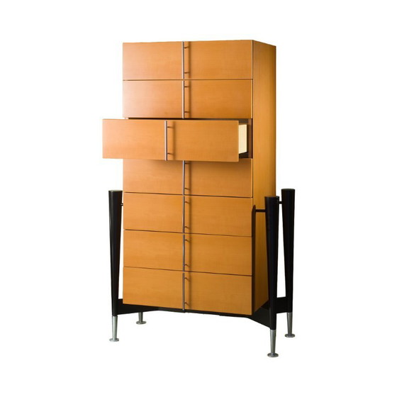 Cassettiera Semainier « Victoire » di Michel Boyer per Rouve, c.1988, Cassettiere, Legno, Metallo, Marrone (foto 8 di 8)
