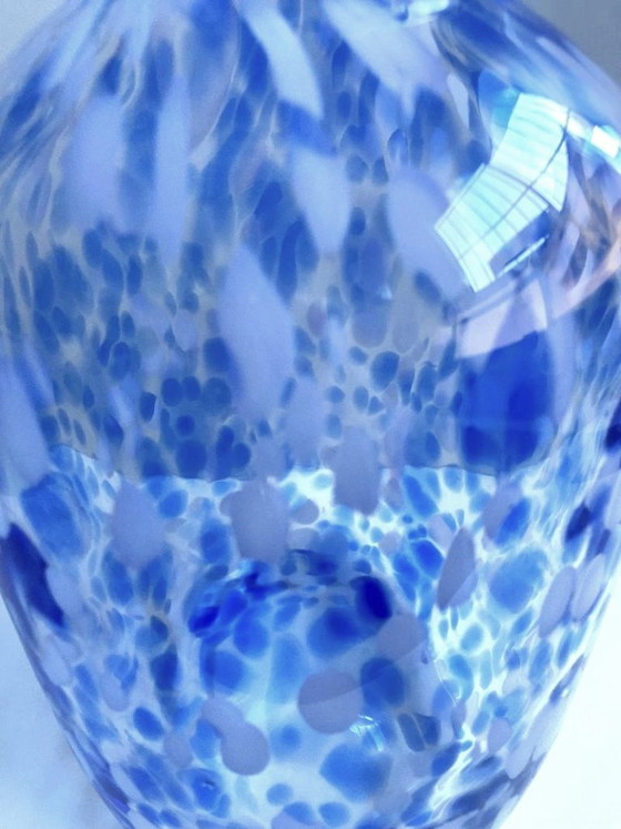 Image 1 of Elegante jarrón/portavelas Mirella Soliflore, de vidrio soplado grueso jaspeado, nuevo.