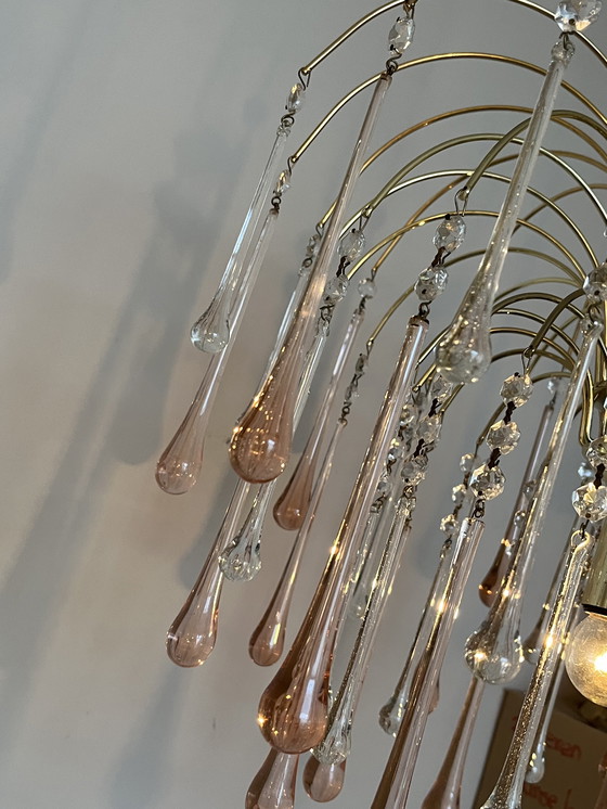 Image 1 of Vintage Pink Teardrop Chandelier Crystal Beads