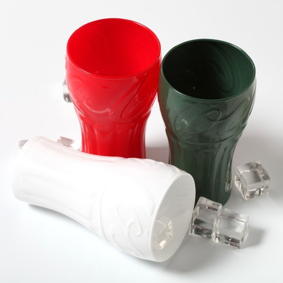 Image 1 of Set di 3 bicchieri Coca-Cola italiani / Bicchieri Coca-Cola tricolore verde, bianco e rosso