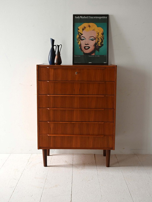 Commode scandinave à 6 tiroirs des années 1950/60