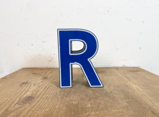 Image 1 of Vintage Blue Plastic Illuminated Letter R, 1970s