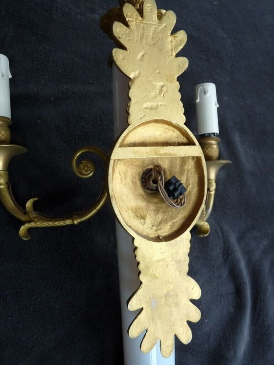 Image 1 of 2 gilt bronze empire wall sconces porcelain restoration