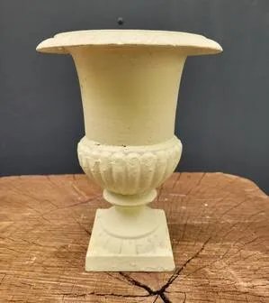 Cast iron garden vase cream white large, Plant pot, Vintage (photo 7 of 7)