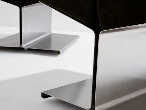 Image 1 of Paul Geoffroy per Uginox pouf in acciaio inox e alcantara 1975