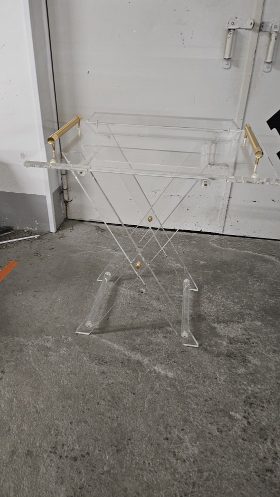 Image 1 of Table d'appoint pliante vintage en acrylique avec plateau.