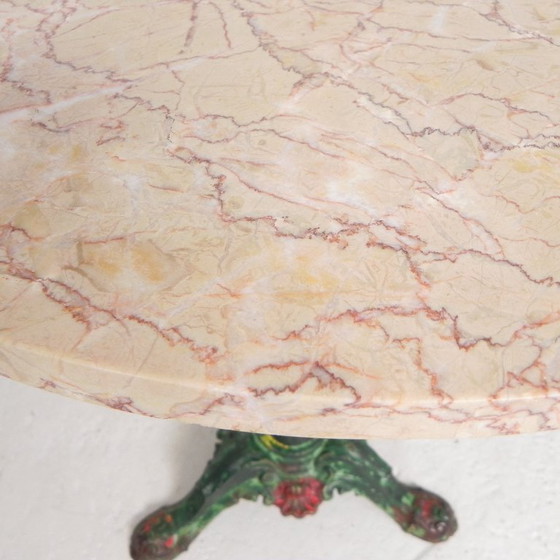 Image 1 of Bistro table with cast iron legs and marble top, 1920s
