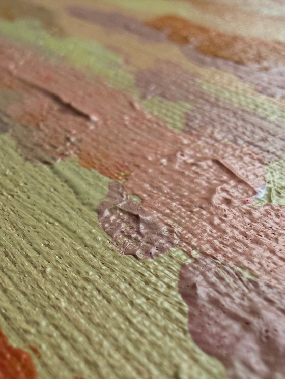 Image 1 of Impressionistisch zeegezicht schilderij – kleurrijke zonsopkomst boven zee | Facing West