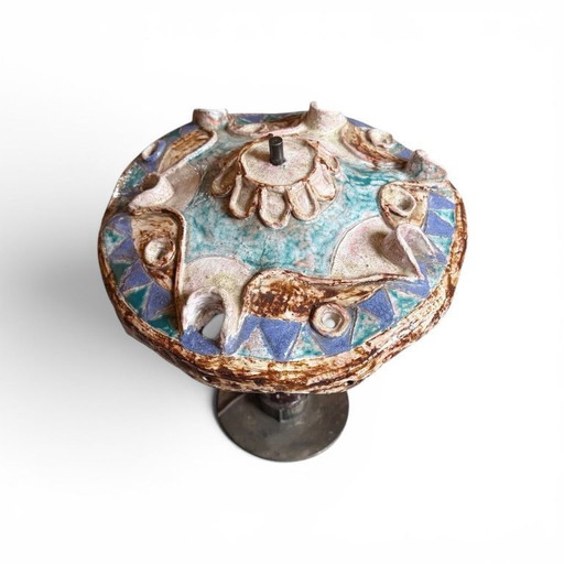 Vintage ceramic table lamp with metal base, Europe 1970s