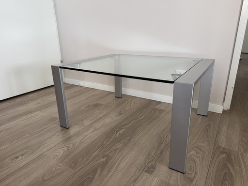 Tavolino da caffè di design in vetro di alta qualità – Vintage Anni '90/2000 – salontafels, Glass, Metal