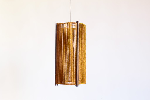 1x Große Dänische Mid Century Sisal-Hängeleuchte von Temde