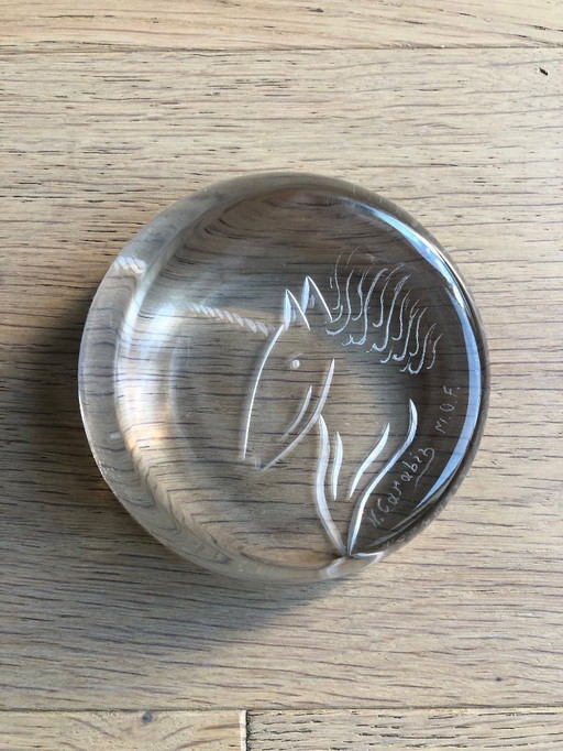 Fermacarte in vetro firmato N. Carabin MOF