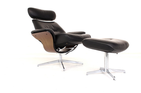 Image 1 of Casi como nuevo! Hjellegjerde / Fjörds Sillón Escandinavo Funcional / Sillón Relax con Cuero, Cromo y Roble