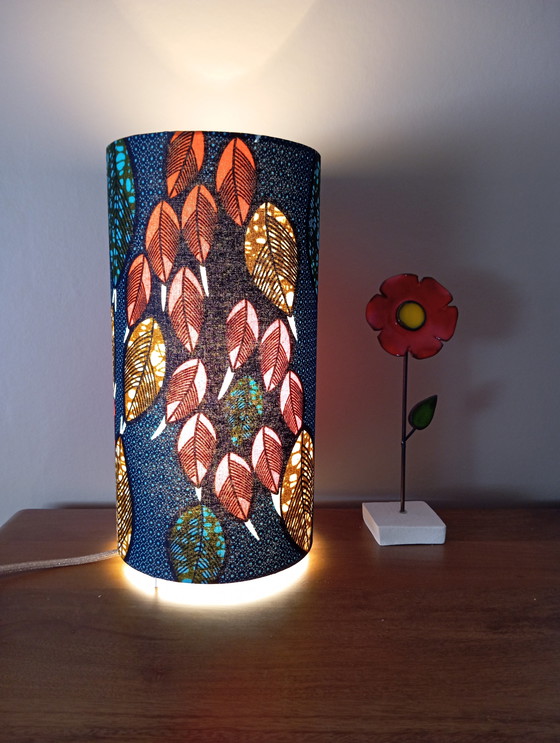 Image 1 of Lampenschirm aus farbigem Wax-Stoff, einzigartige Kreation