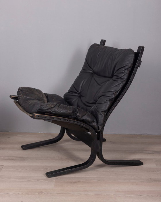 Image 1 of Een paar vintage leren fauteuils uit de jaren 70, model "Siesta", ontworpen door I. Relling voor Westnofa.