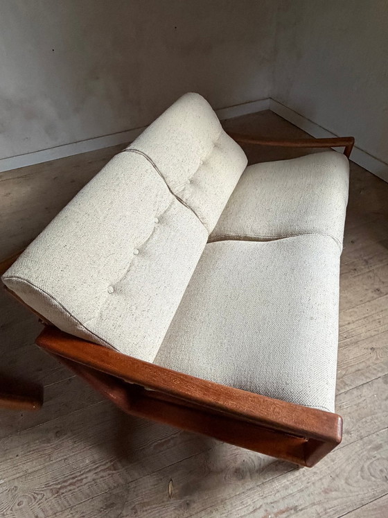 Divanetto scandinavo per tartine a 2 posti in teak Kirsten & Sven E. Jensen – Glostrup, Divani 2 posti, Wool (photo 9 of 11)