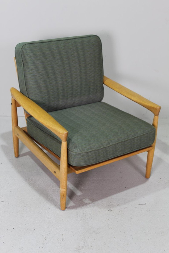 Image 1 of Vintage fauteuil Erik Wørts eiken, groen