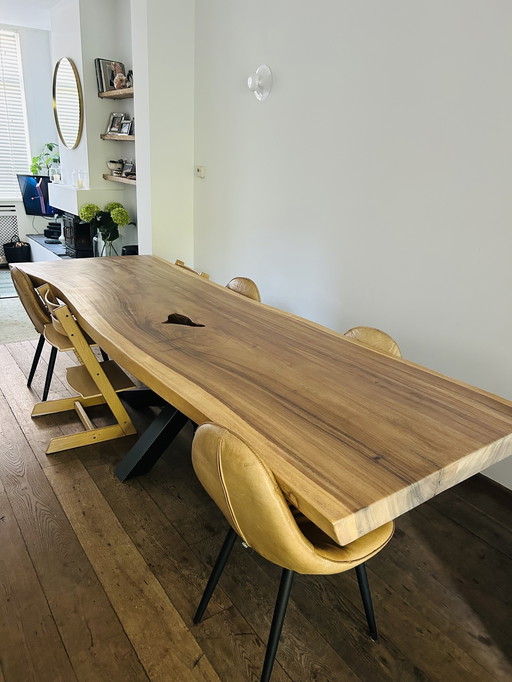 Table tronc d'arbre en bois véritable 295 cm par 90-100cm