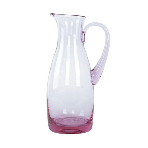 Carafe en verre rose, design italien, années 1970, fabriquée en Italie