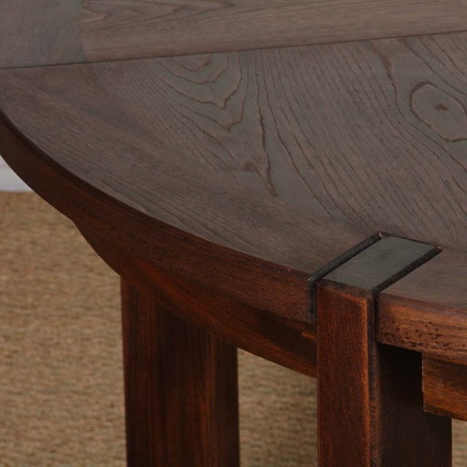 Round extendable wooden dining table produced by Monopoly, 1970