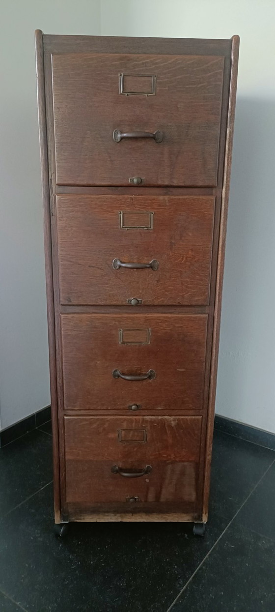 Meuble de rangement pour bureau antique avec 4 tiroirs – Meubles de rangement pour bureau, Metal, Wood (photo 5 of 7)