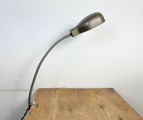 Image 1 of Lampada da tavolo vintage a collo di cigno grigia italiana di GCME, anni '50