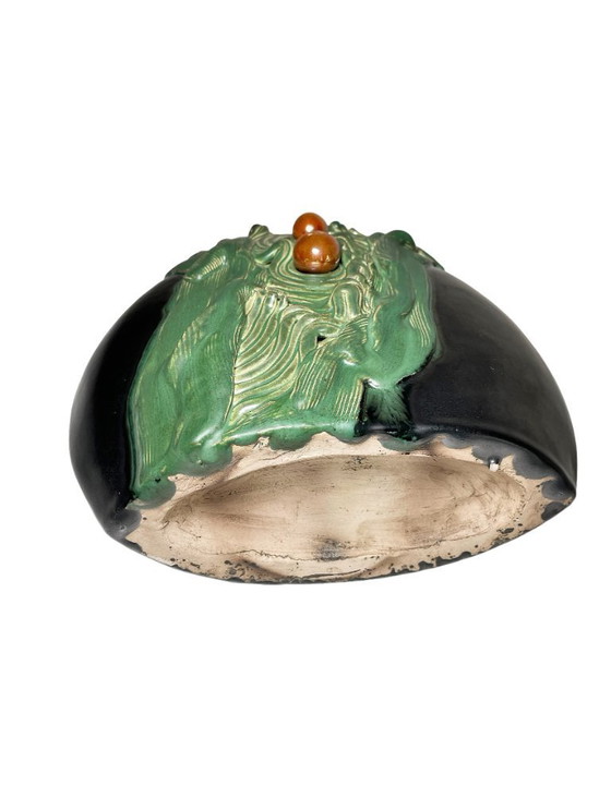 Image 1 of George Deliège Glazed Ceramic Vase - Vintage Belgian Design Sculptural Enameled Earthenware Bud Vase