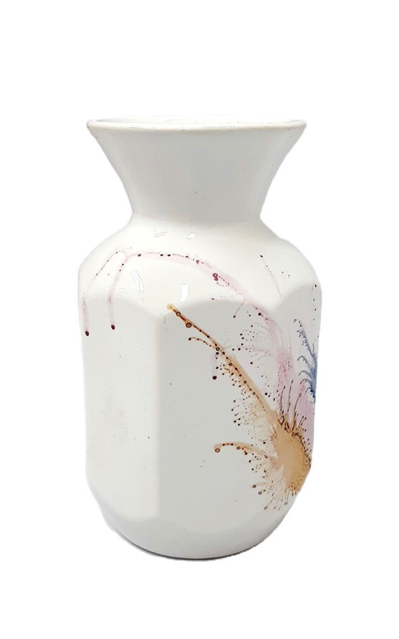 Image 1 of Vintage keramische achthoekige vaas