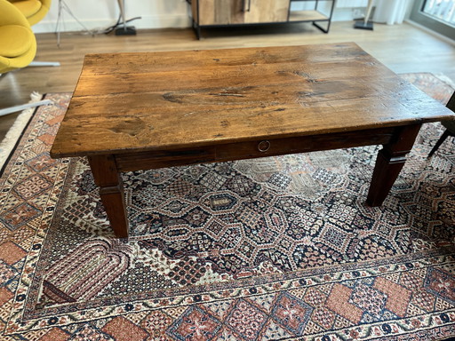 Antique rustic wooden coffee table 19th century