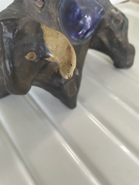 Image 1 of Céramique vintage des années 70 - Taureau - Elisabeth Vandeweghe - Perignem