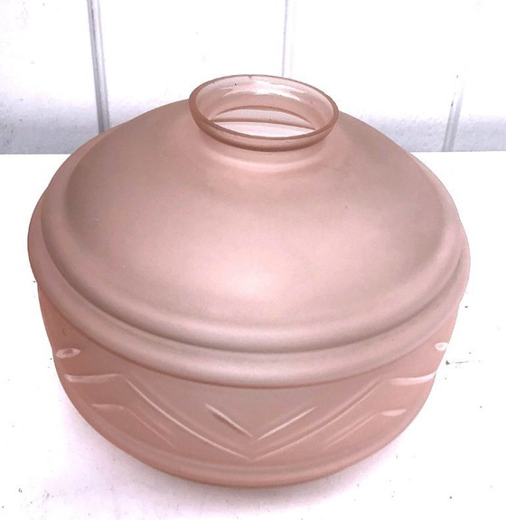 Image 1 of Lot of 5 art nouveau globes, 1900-1910, rose-colored, glass, Begium